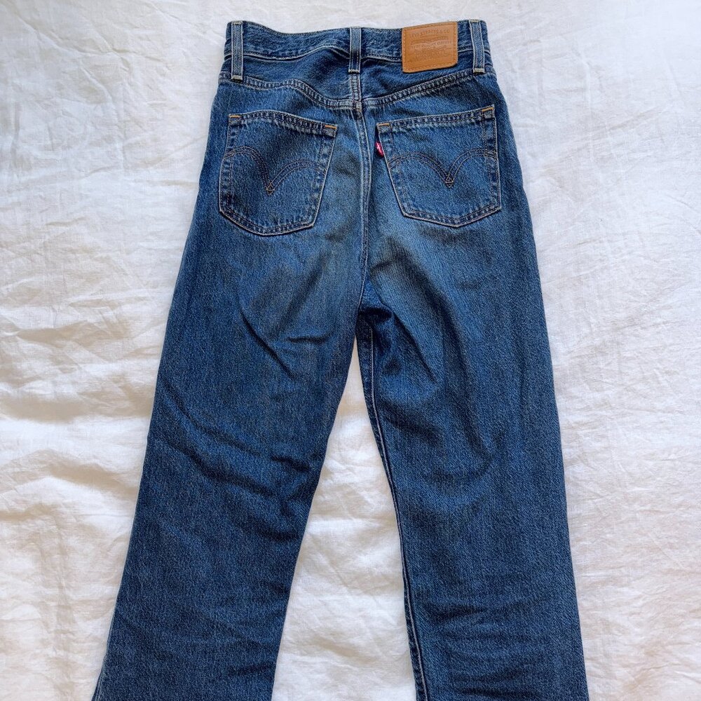 Levi's women's Ribcage straight ankle jeans 24x29 (26" waist) dark wash Noe Fog - Picture 4 of 7